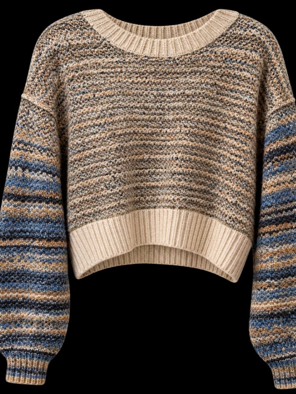 Urban Outfitters Multicolor Striped Cropped Sweater - Cream, Blue & Brown